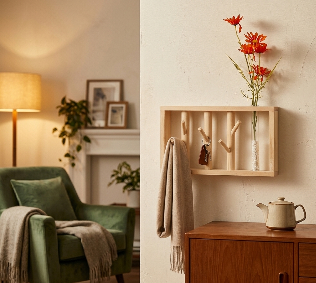 Porte-Manteau Mural en Bois | Style Nordique