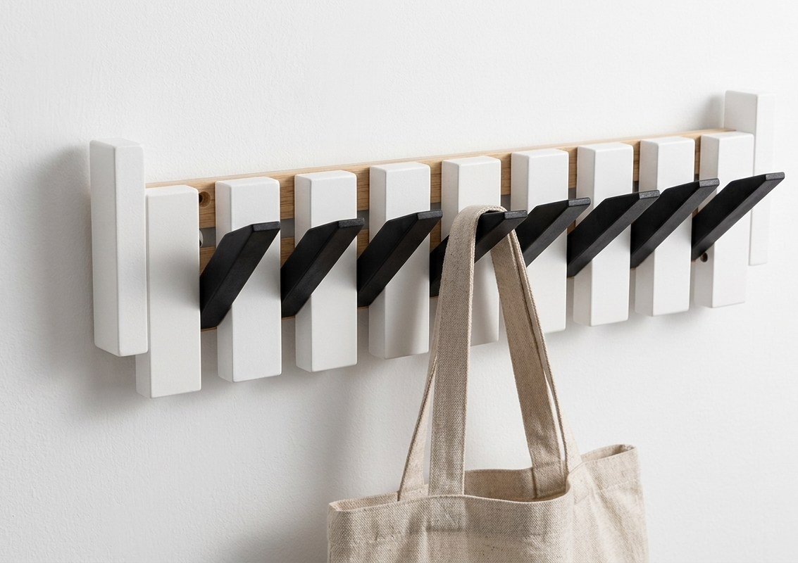 Porte-Manteau Mural Piano en Bois