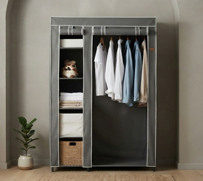 Armoire Dressing Pliable en Tissu - Penderie et Porte-Manteau Intégré