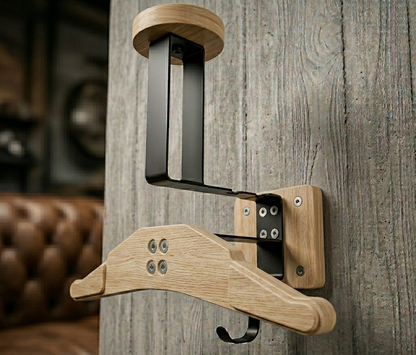 Porte-Manteau Mural en Bois - Support Casque