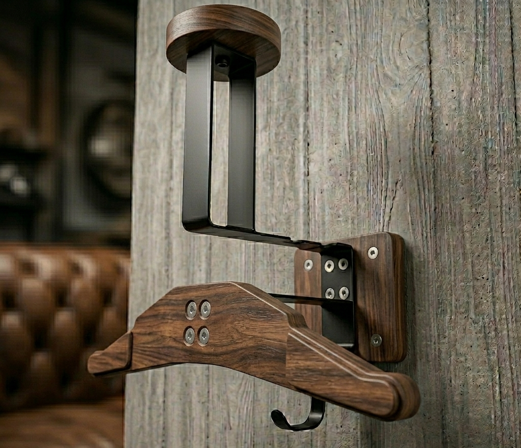 Porte-Manteau Mural en Bois - Support Casque