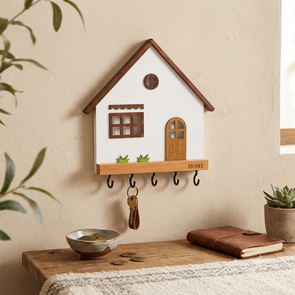 Porte-Manteau Mural en Bois - Porte-Clés