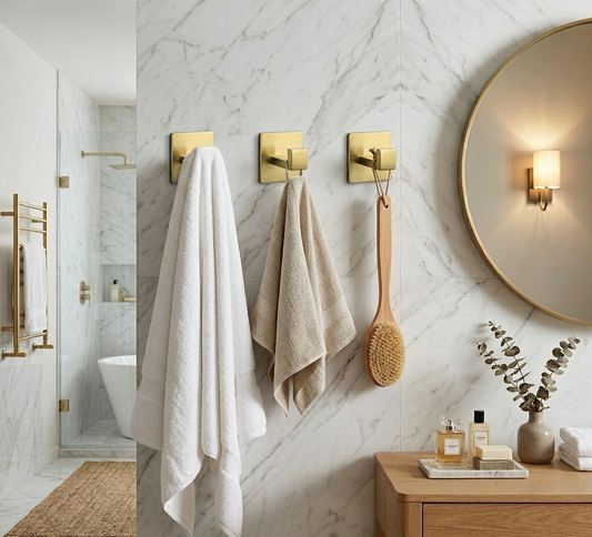 Porte-Manteau Mural Doré en Inox - Sans Perçage