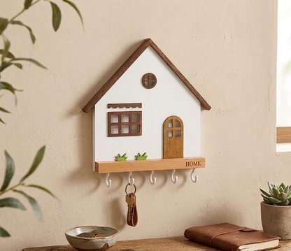 Porte-Manteau Mural en Bois - Porte-Clés