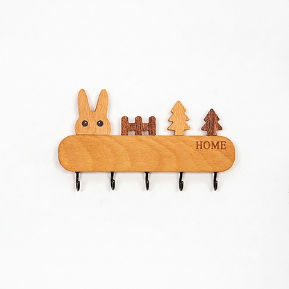 Porte-Manteau Mural en Bois - Porte-Clés