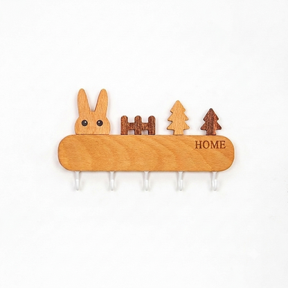 Porte-Manteau Mural en Bois - Porte-Clés