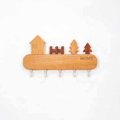 Porte-Manteau Mural en Bois - Porte-Clés