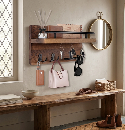 Porte-Manteau Étagère | Design Mural en Bois