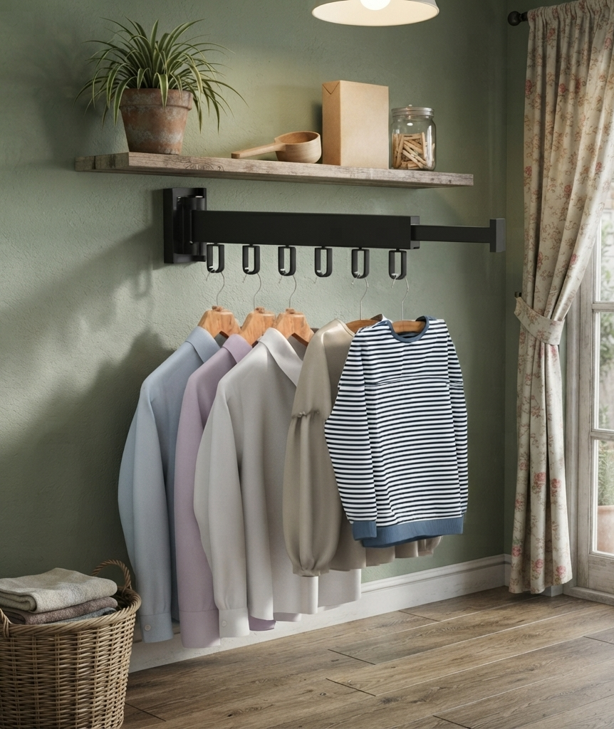 Porte-Manteau Mural Pliable - Étendoir Télescopique