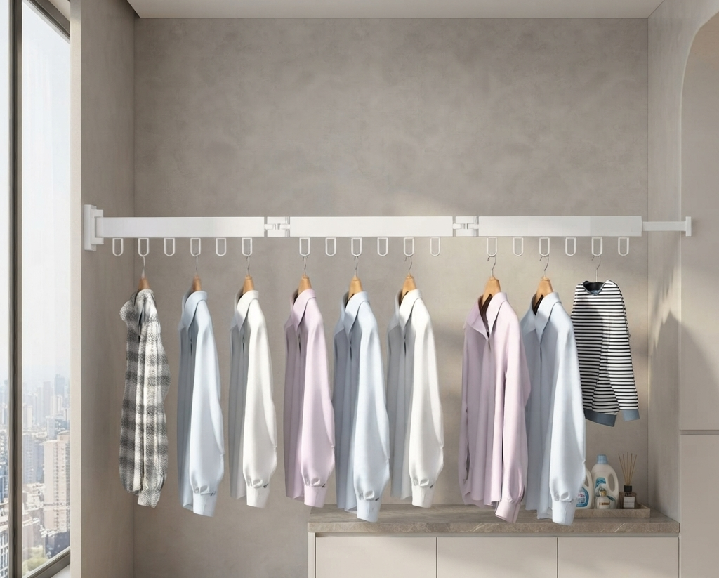 Porte-Manteau Mural Pliable - Étendoir Télescopique