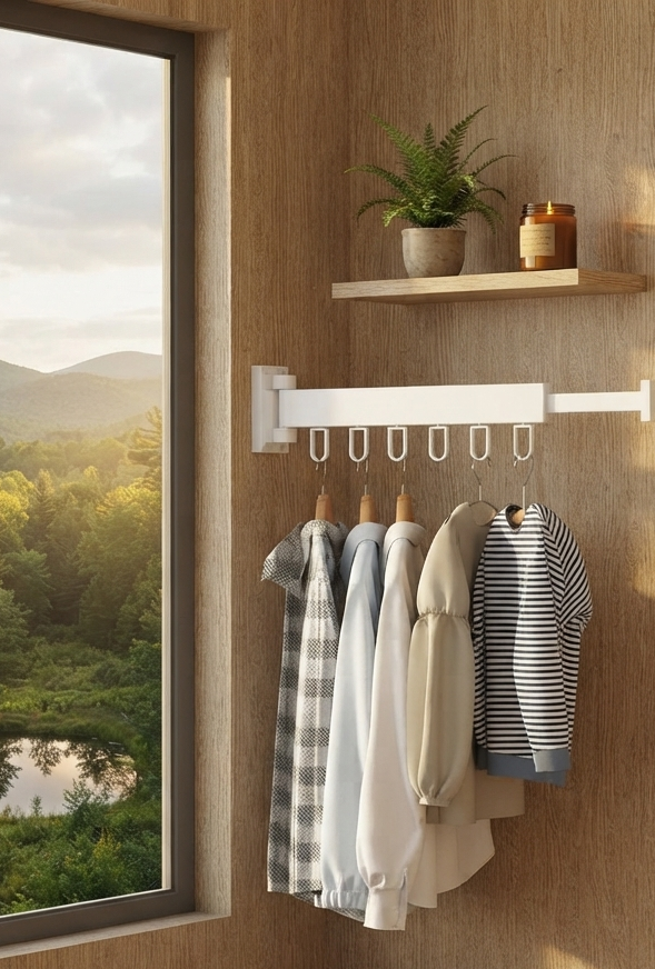 Porte-Manteau Mural Pliable - Étendoir Télescopique