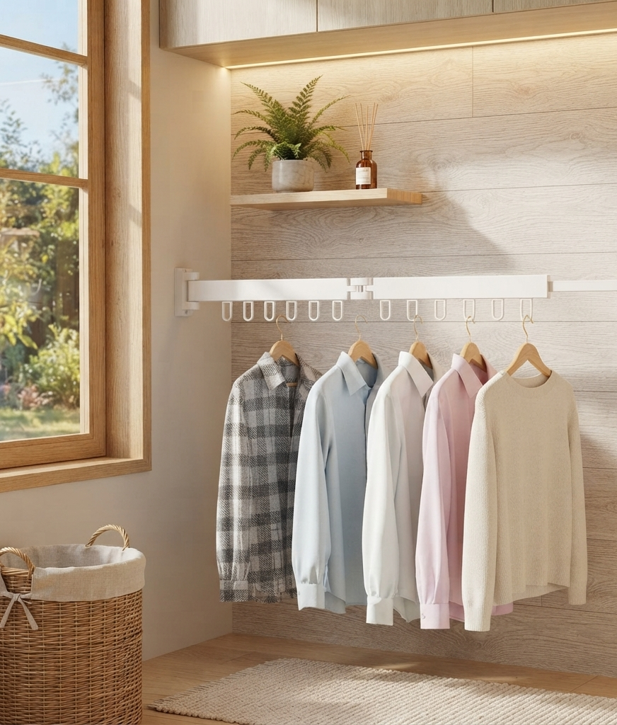 Porte-Manteau Mural Pliable - Étendoir Télescopique