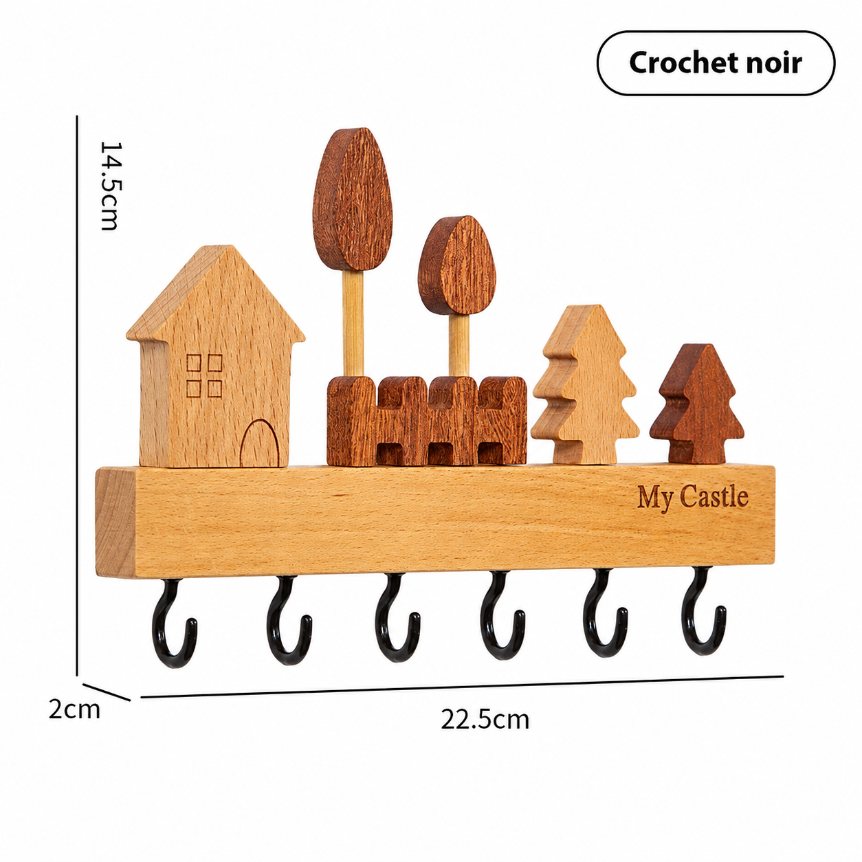 Porte-Manteau Mural en Bois - Porte-Clés