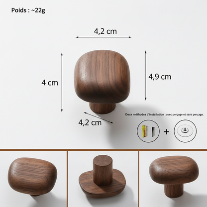 Porte-Manteau Adhésif en Bois - Patère sans Perçage