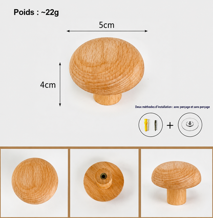 Porte-Manteau Adhésif en Bois - Patère sans Perçage