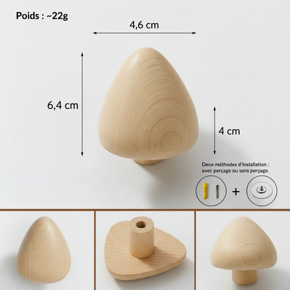 Porte-Manteau Adhésif en Bois - Patère sans Perçage
