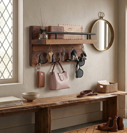 Porte-Manteau Étagère | Design Mural en Bois