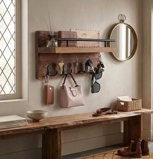 Porte-Manteau Étagère | Design Mural en Bois