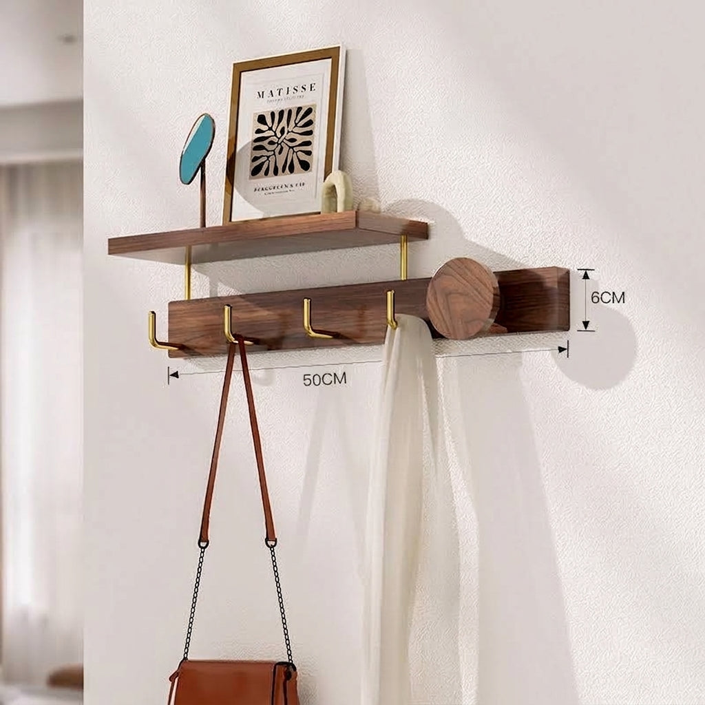 Wooden Wall Hook - No-Drill Coat Rack