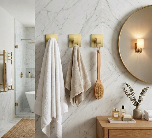 Porte-Manteau Mural Doré en Inox - Sans Perçage