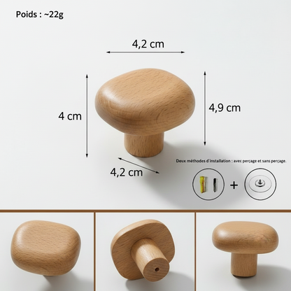 Porte-Manteau Adhésif en Bois - Patère sans Perçage