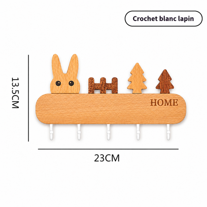 Porte-Manteau Mural en Bois - Porte-Clés