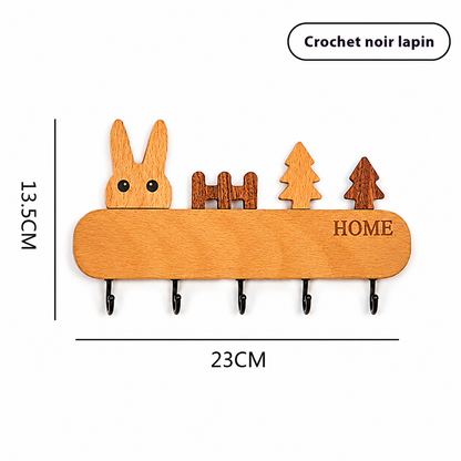 Porte-Manteau Mural en Bois - Porte-Clés