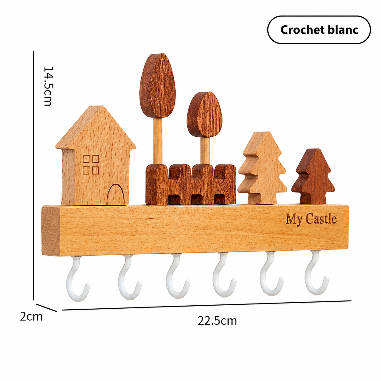 Porte-Manteau Mural en Bois - Porte-Clés