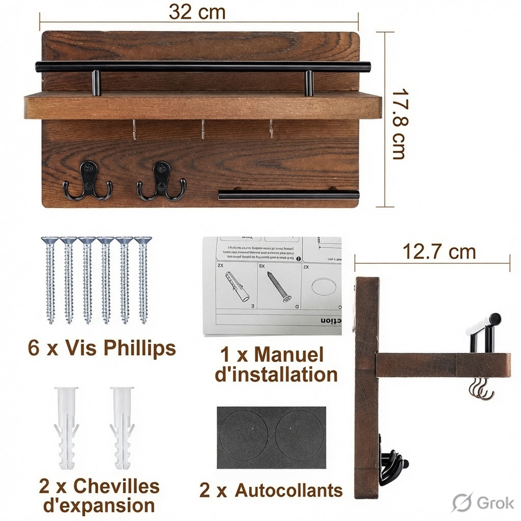 Porte-Manteau Étagère | Design Mural en Bois